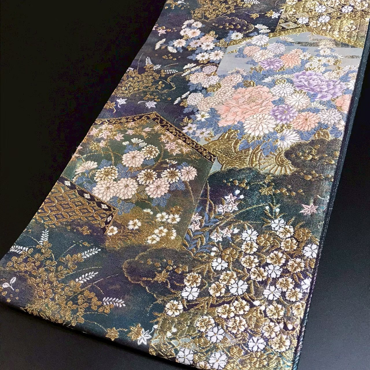 7517# Japanese Vintage Fukuro Obi Belt Kimono Fabric Silk Traditional