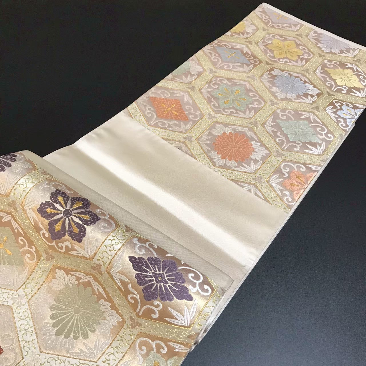 8101# Japanese Vintage Fukuro Obi Belt Kimono Fabric Silk Traditional