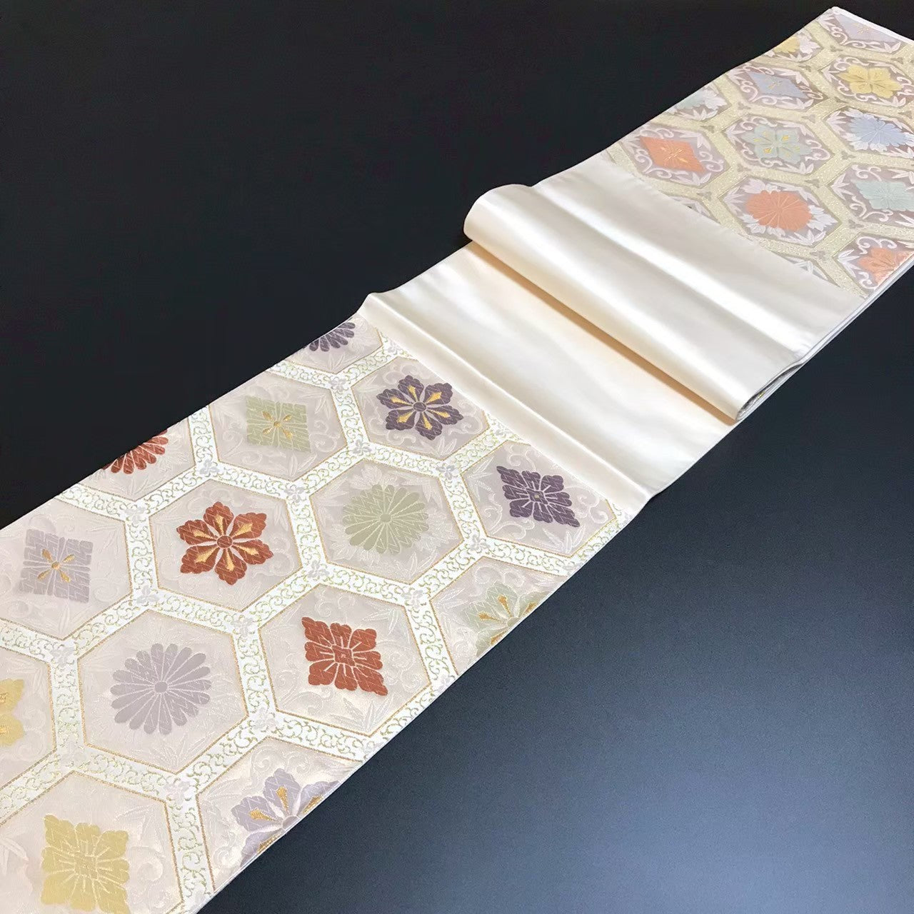 8101# Japanese Vintage Fukuro Obi Belt Kimono Fabric Silk Traditional