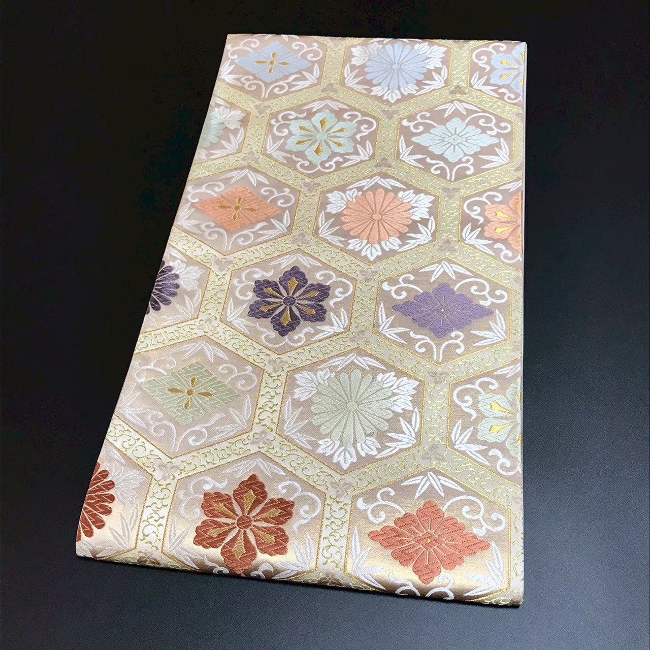 8101# Japanese Vintage Fukuro Obi Belt Kimono Fabric Silk Traditional