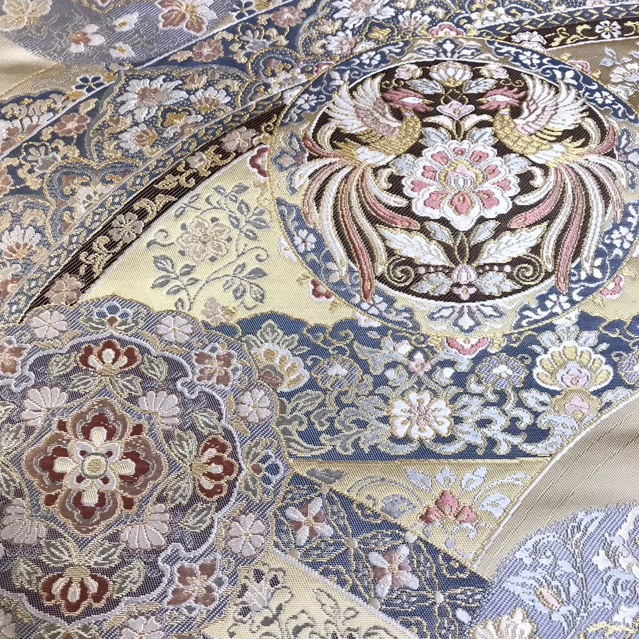 8102# Japanese Vintage Fukuro Obi Belt Kimono Fabric Silk Traditional
