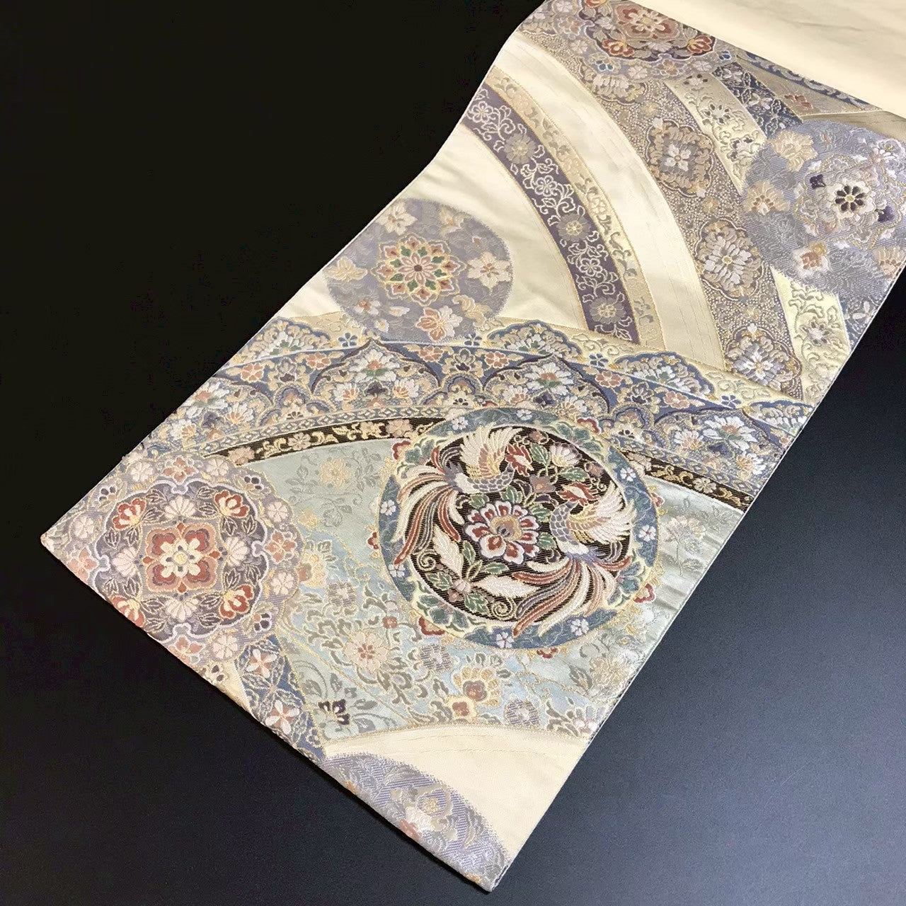 8102# Japanese Vintage Fukuro Obi Belt Kimono Fabric Silk Traditional