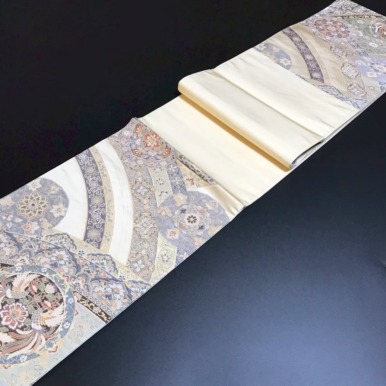 8102# Japanese Vintage Fukuro Obi Belt Kimono Fabric Silk Traditional