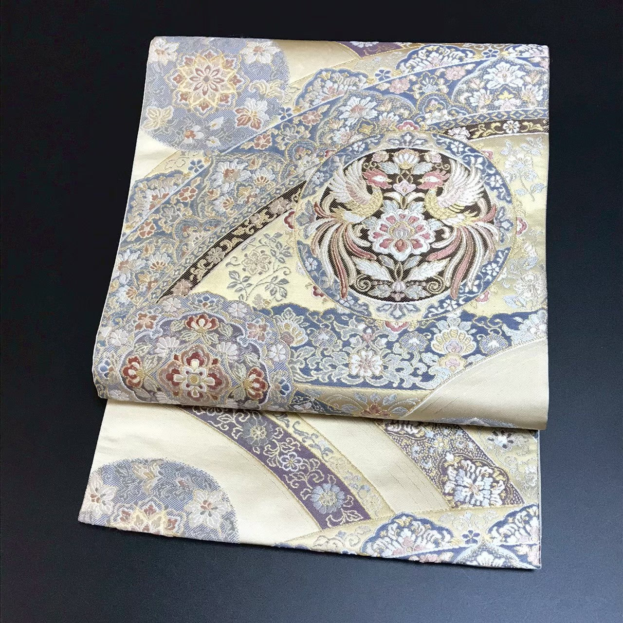 8102# Japanese Vintage Fukuro Obi Belt Kimono Fabric Silk Traditional