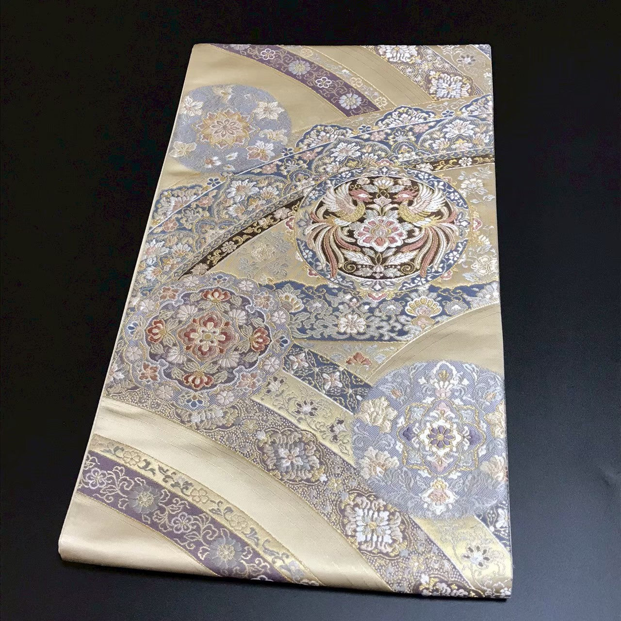 8102# Japanese Vintage Fukuro Obi Belt Kimono Fabric Silk Traditional