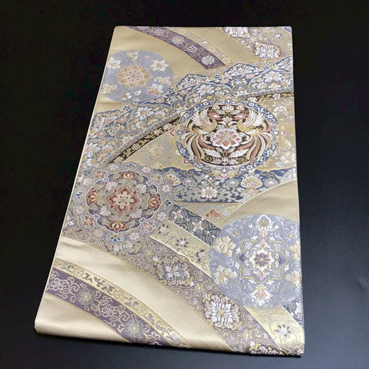 8102# Japanese Vintage Fukuro Obi Belt Kimono Fabric Silk Traditional