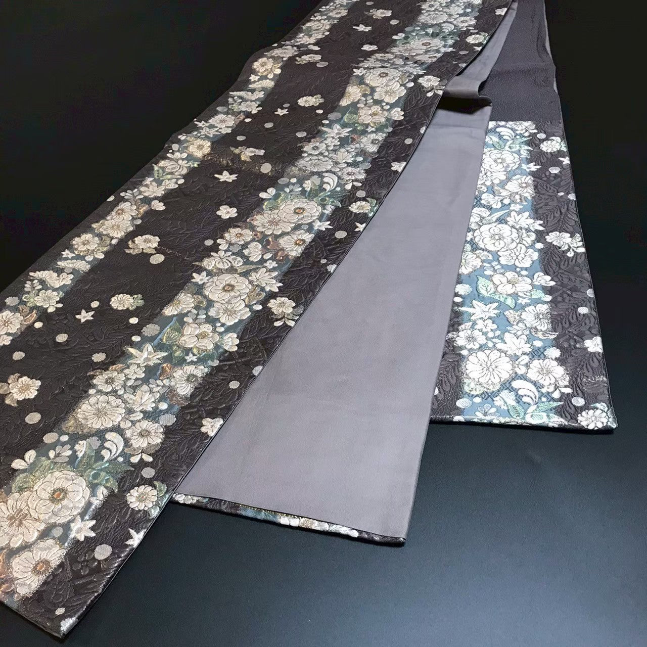 8104# Japanese Vintage Fukuro Obi Belt Kimono Fabric Silk Traditional