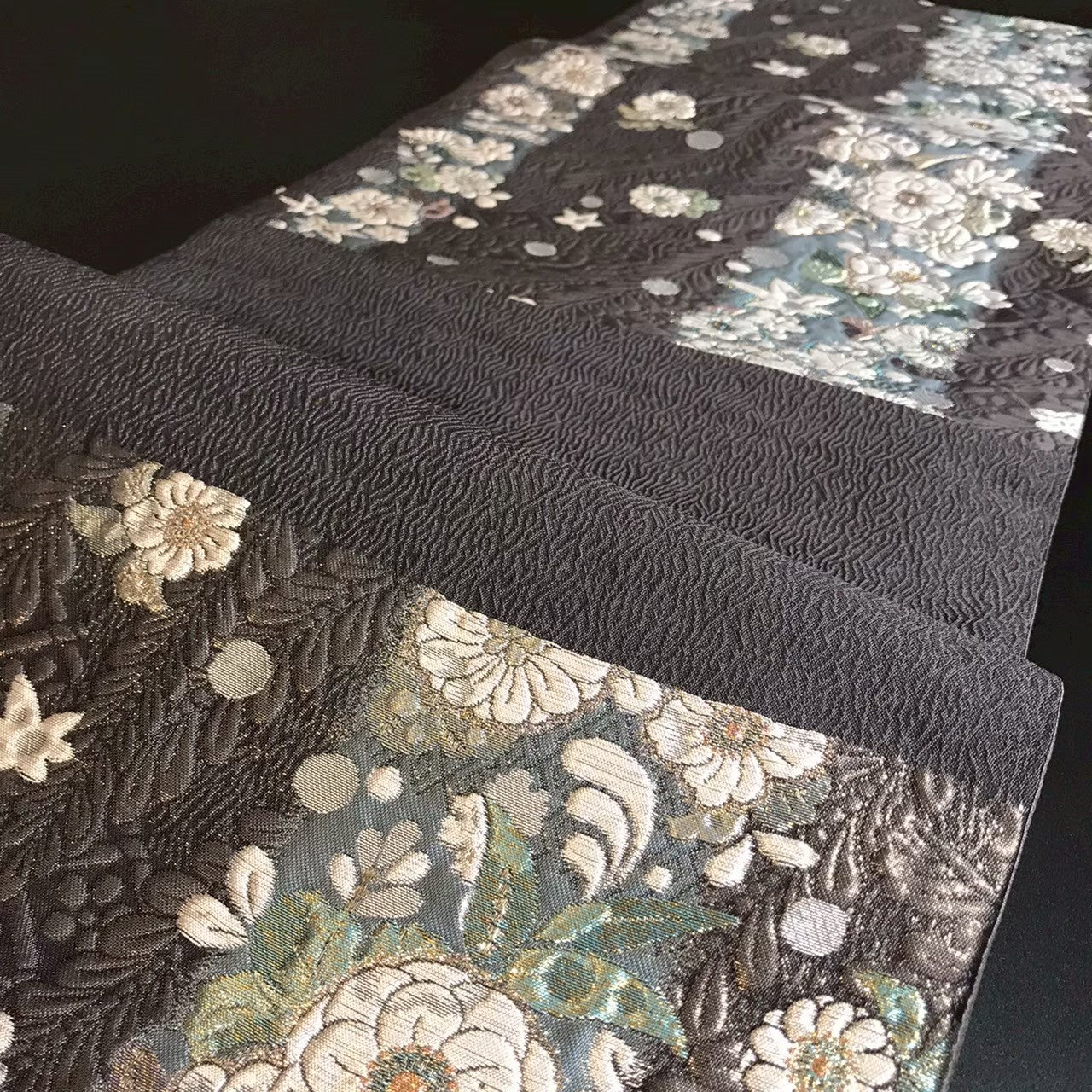 8104# Japanese Vintage Fukuro Obi Belt Kimono Fabric Silk Traditional