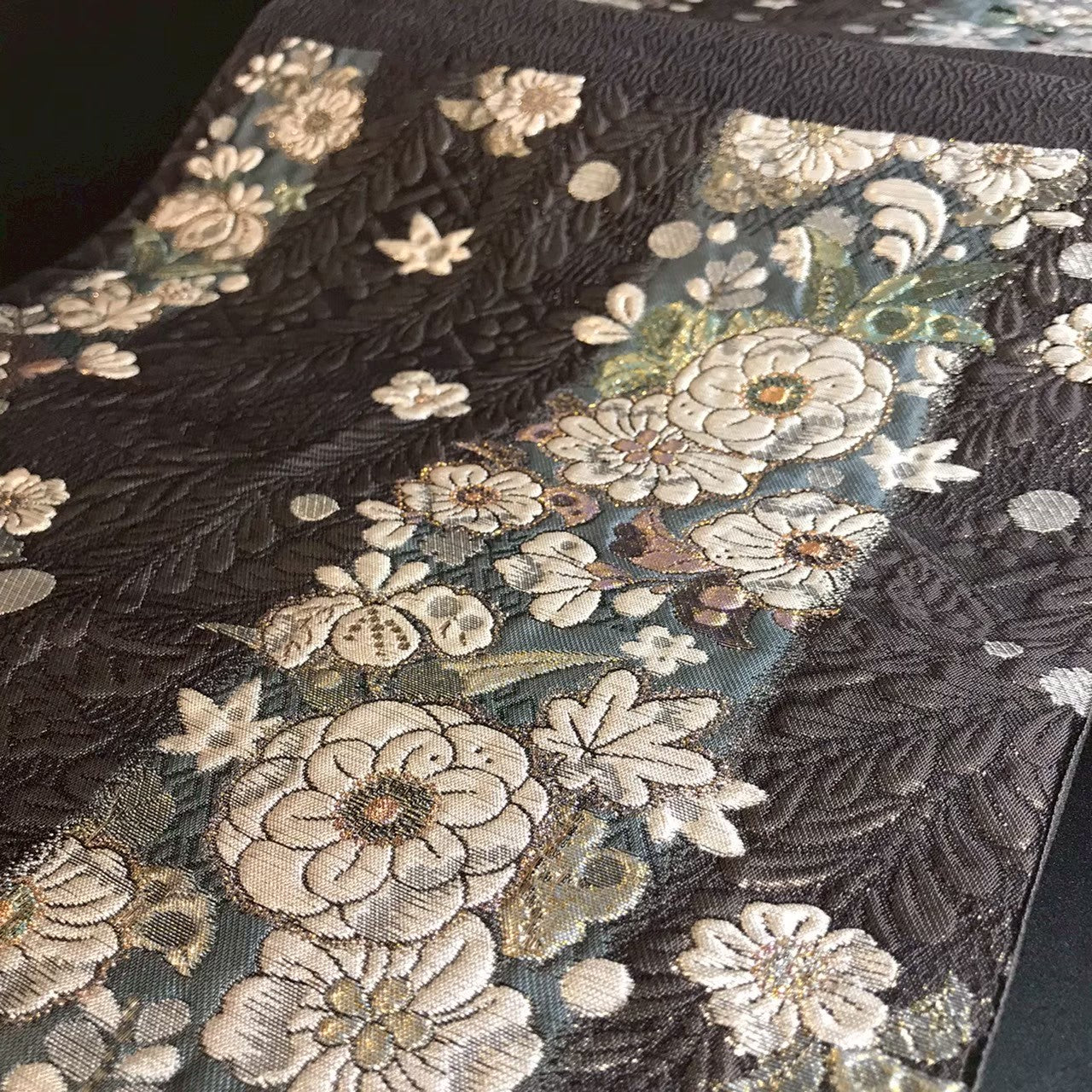 8104# Japanese Vintage Fukuro Obi Belt Kimono Fabric Silk Traditional