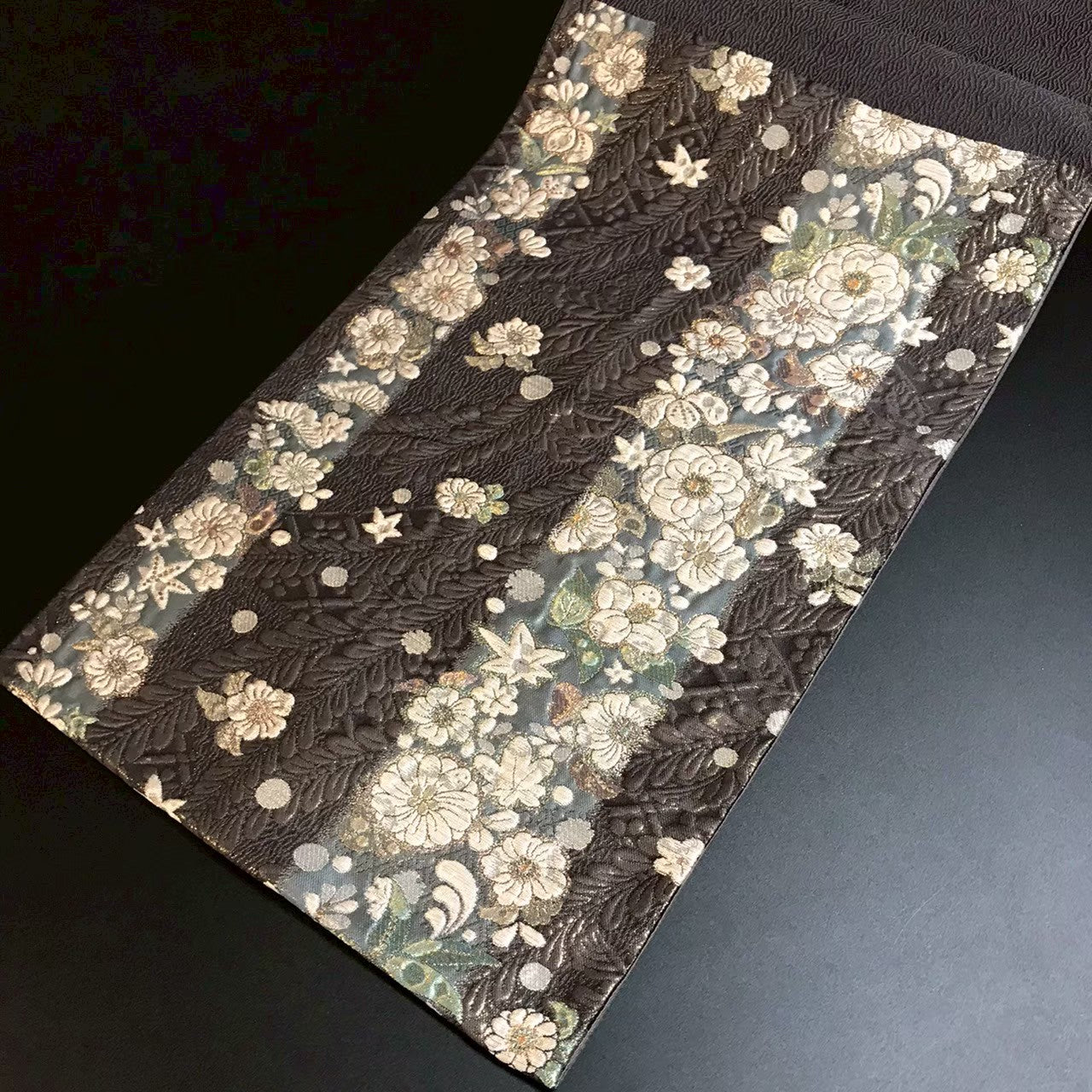 8104# Japanese Vintage Fukuro Obi Belt Kimono Fabric Silk Traditional