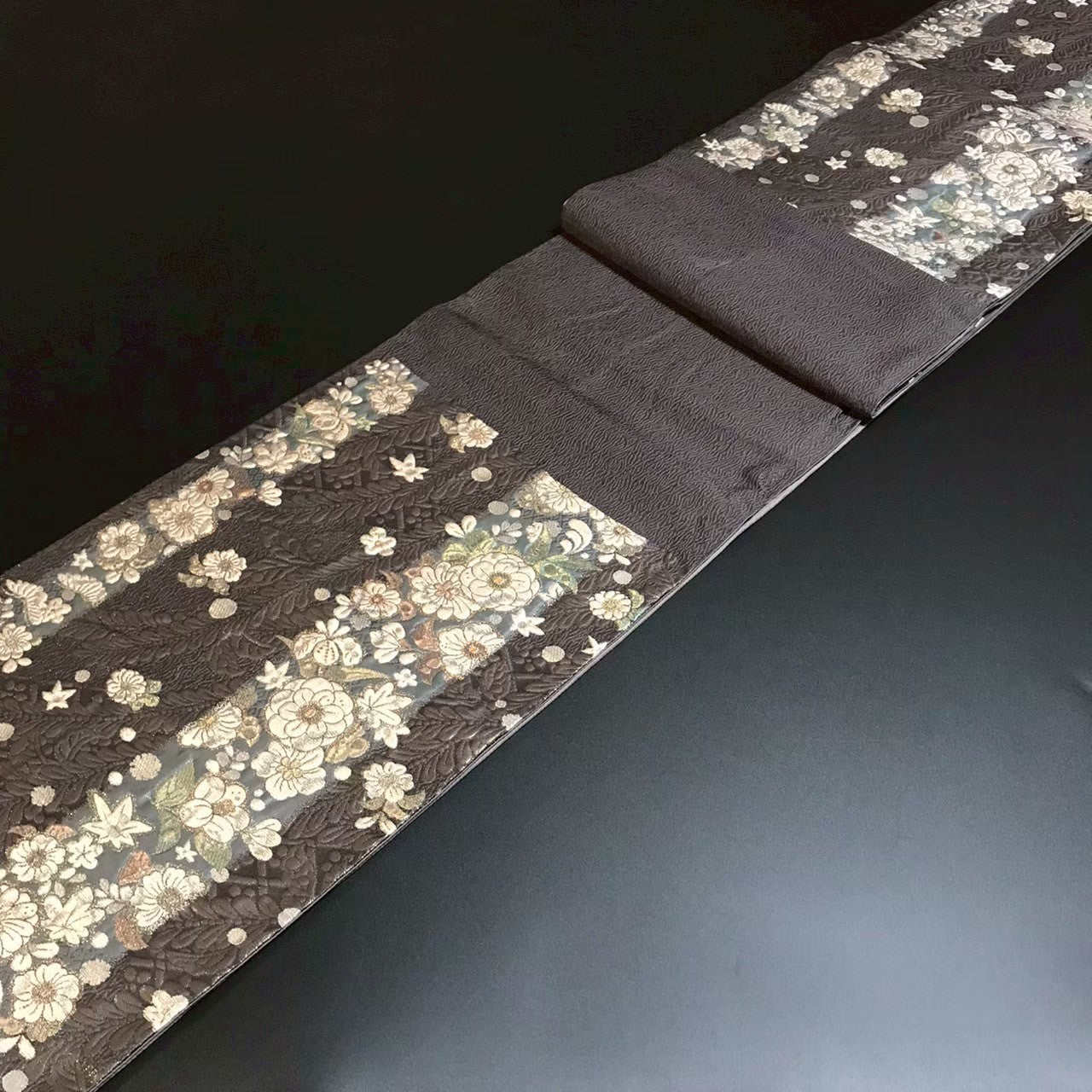 8104# Japanese Vintage Fukuro Obi Belt Kimono Fabric Silk Traditional