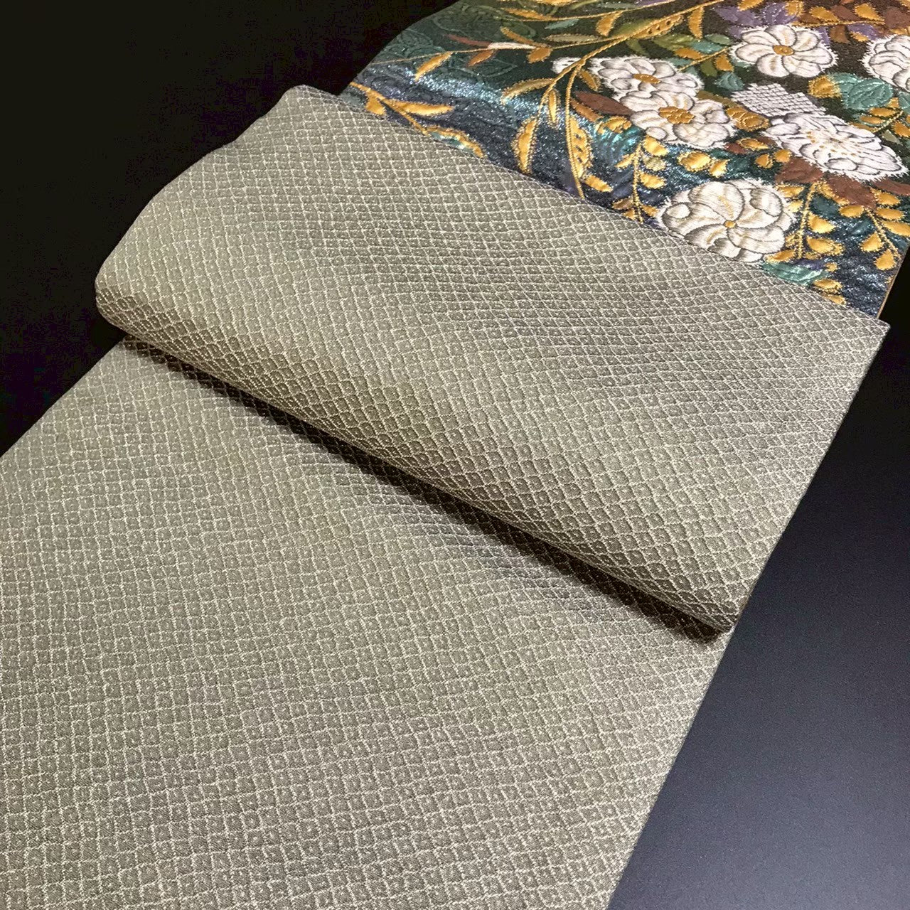 8105# Japanese Vintage Fukuro Obi Belt Kimono Fabric Silk Traditional