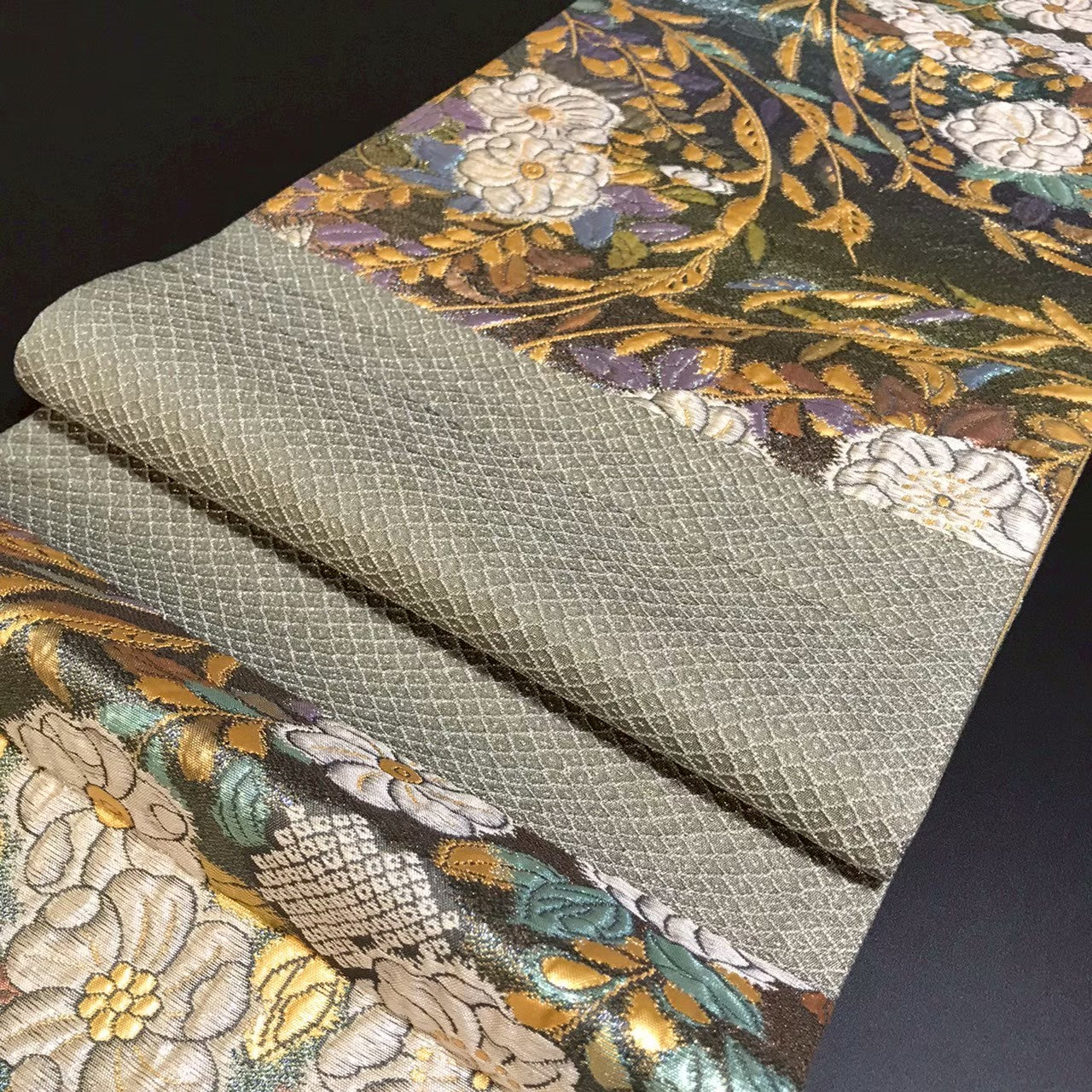 8105# Japanese Vintage Fukuro Obi Belt Kimono Fabric Silk Traditional
