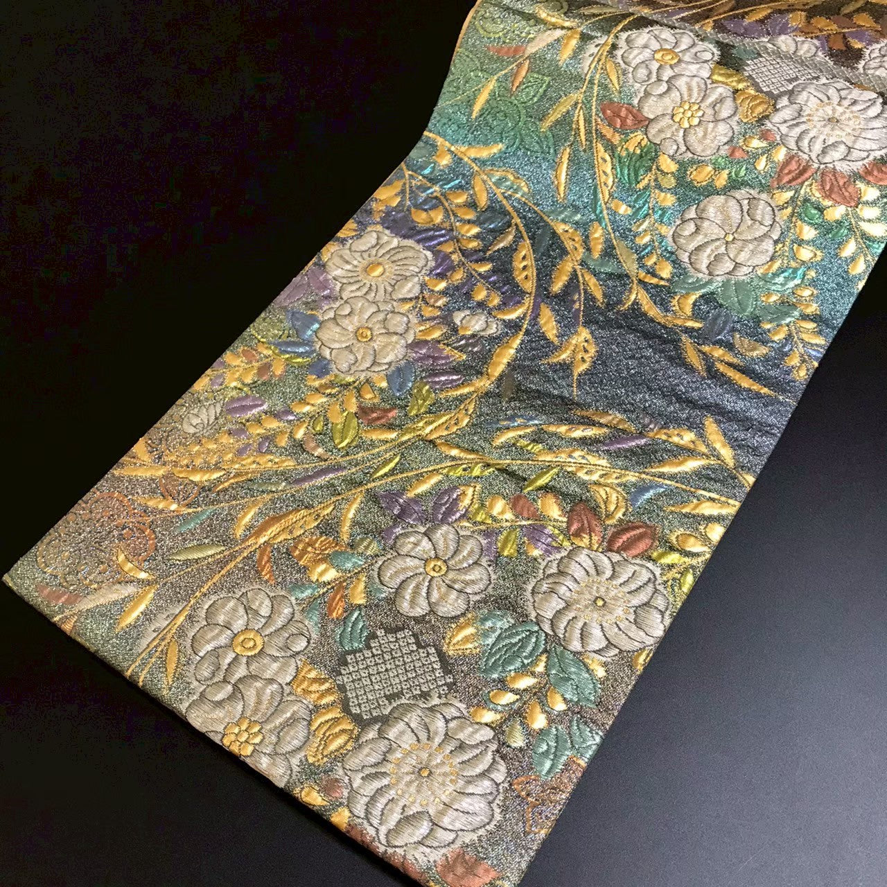 8105# Japanese Vintage Fukuro Obi Belt Kimono Fabric Silk Traditional