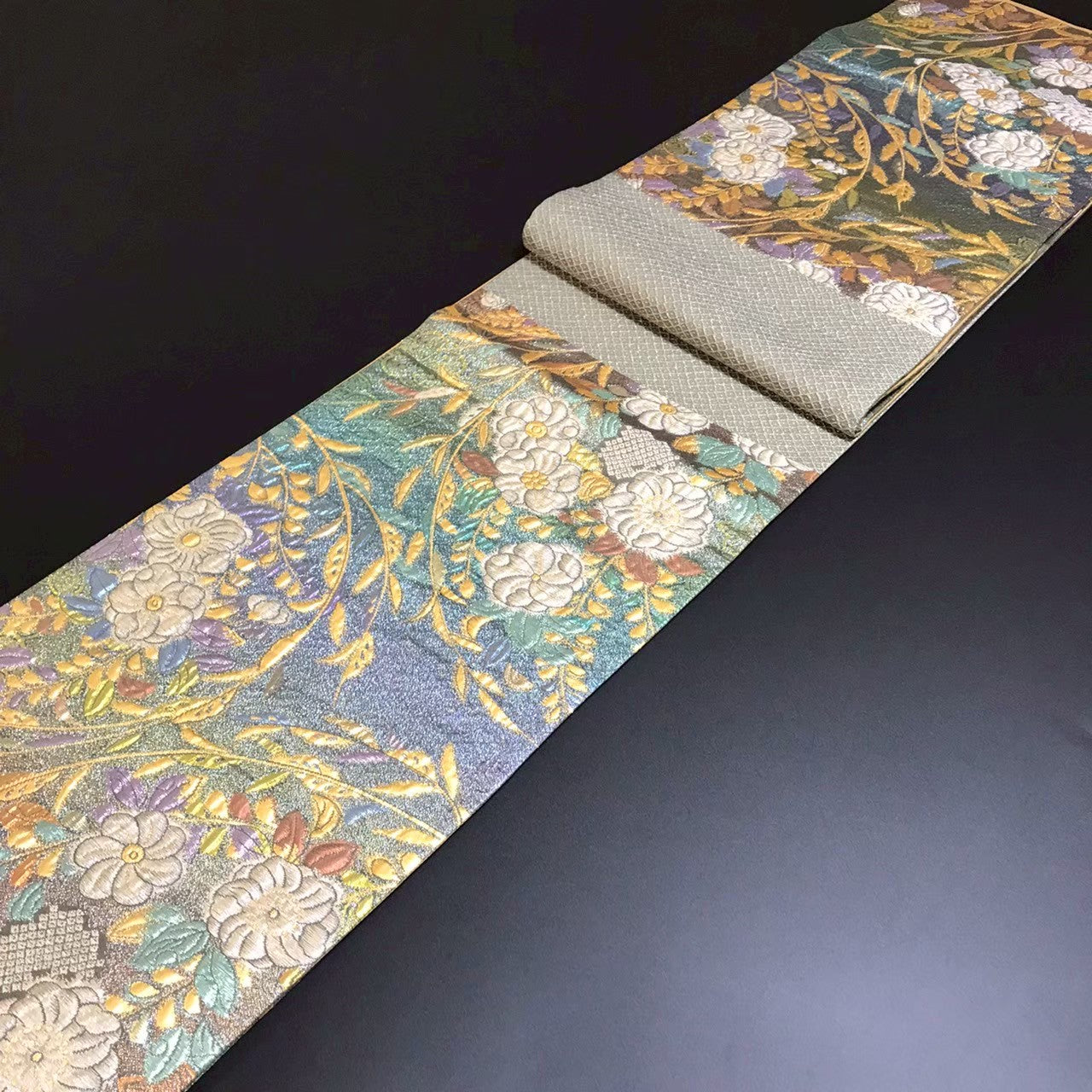 8105# Japanese Vintage Fukuro Obi Belt Kimono Fabric Silk Traditional