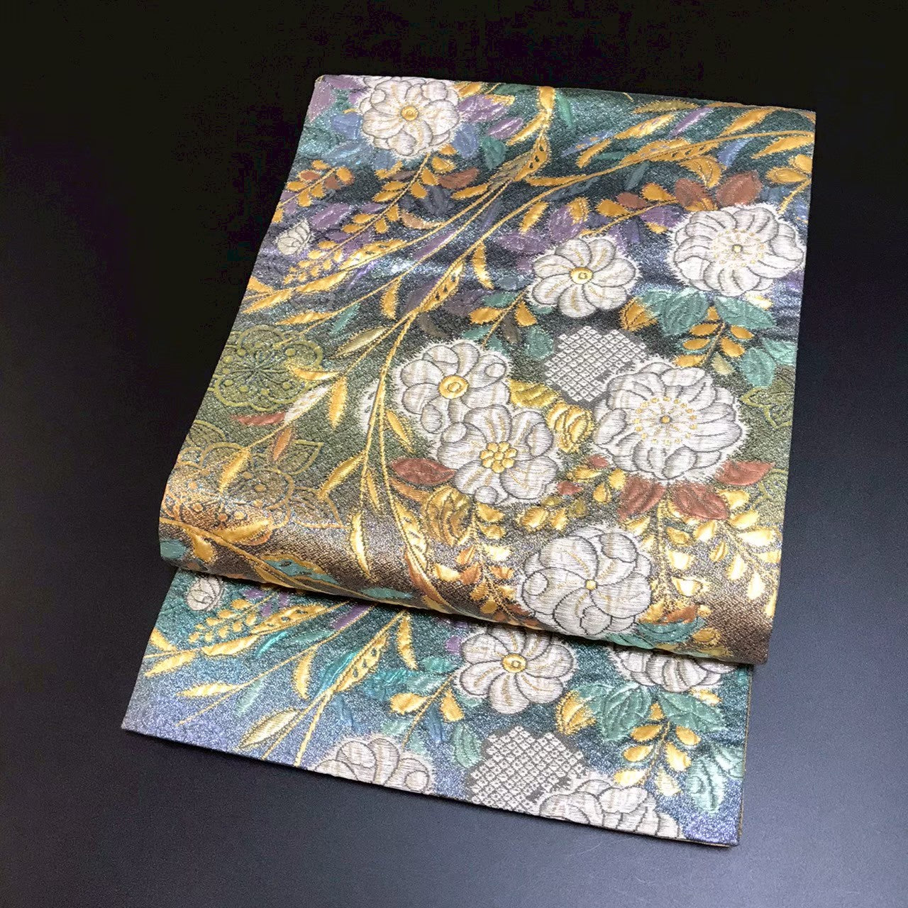 8105# Japanese Vintage Fukuro Obi Belt Kimono Fabric Silk Traditional