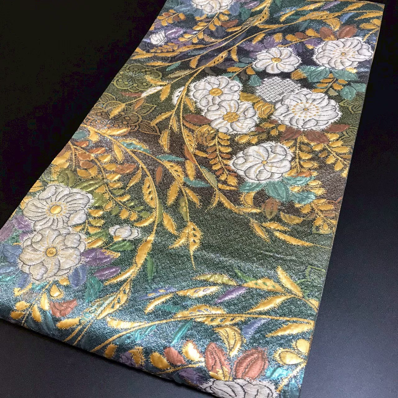 8105# Japanese Vintage Fukuro Obi Belt Kimono Fabric Silk Traditional