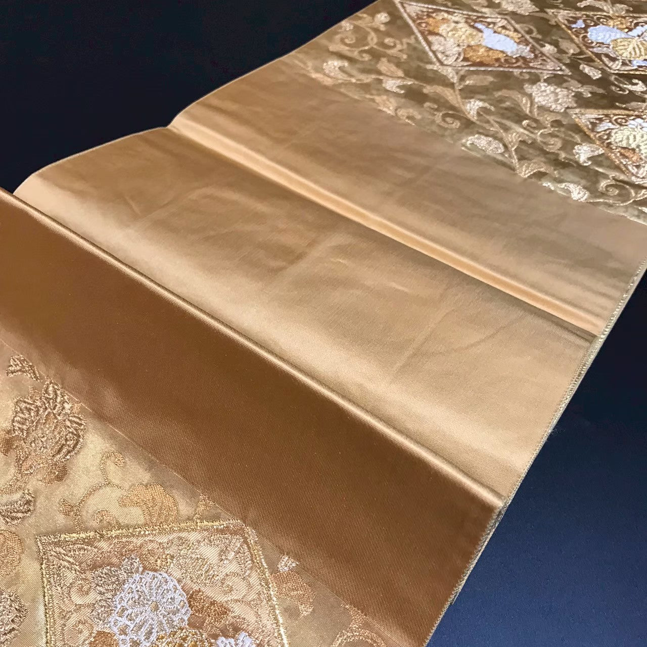 8136# Japanese Vintage Fukuro Obi Belt Kimono Fabric Silk Traditional