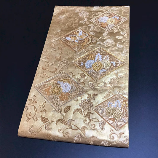 8136# Japanese Vintage Fukuro Obi Belt Kimono Fabric Silk Traditional