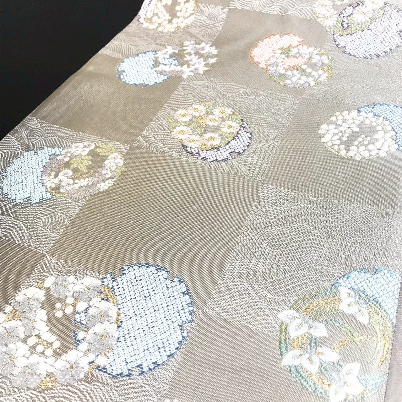 8137# Japanese Vintage Fukuro Obi Belt Kimono Fabric Silk Traditional