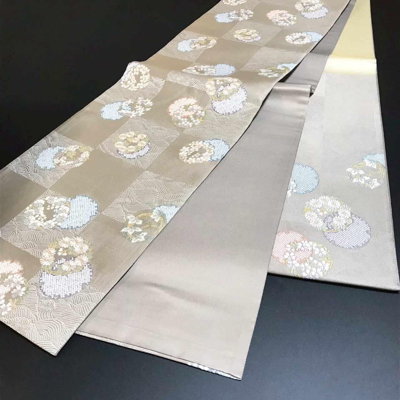 8137# Japanese Vintage Fukuro Obi Belt Kimono Fabric Silk Traditional