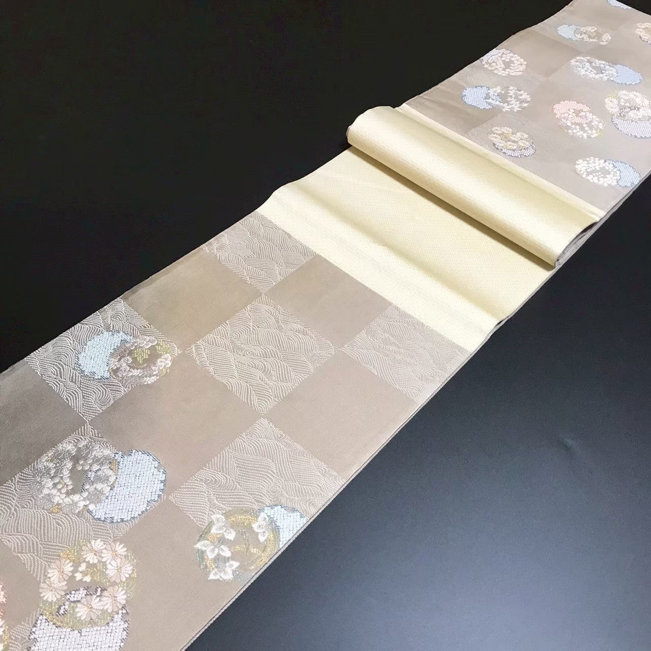 8137# Japanese Vintage Fukuro Obi Belt Kimono Fabric Silk Traditional
