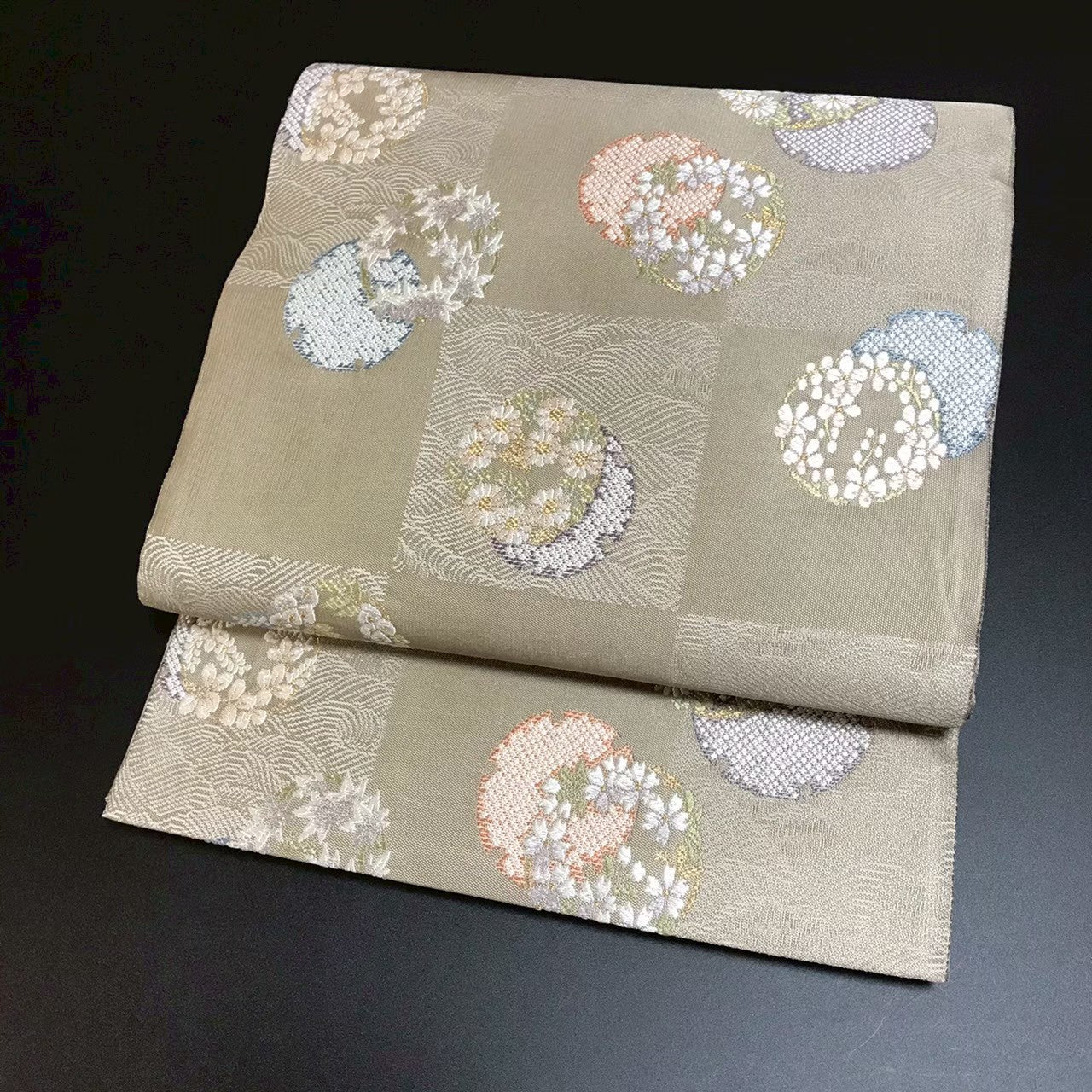 8137# Japanese Vintage Fukuro Obi Belt Kimono Fabric Silk Traditional