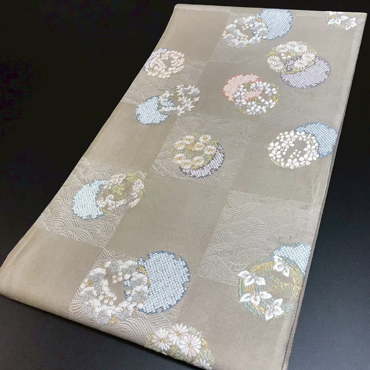 8137# Japanese Vintage Fukuro Obi Belt Kimono Fabric Silk Traditional
