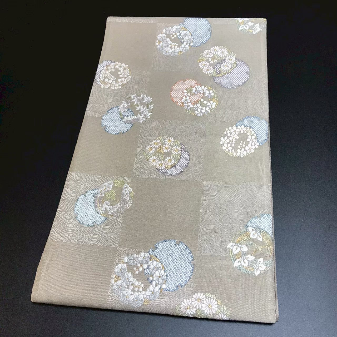 8137# Japanese Vintage Fukuro Obi Belt Kimono Fabric Silk Traditional