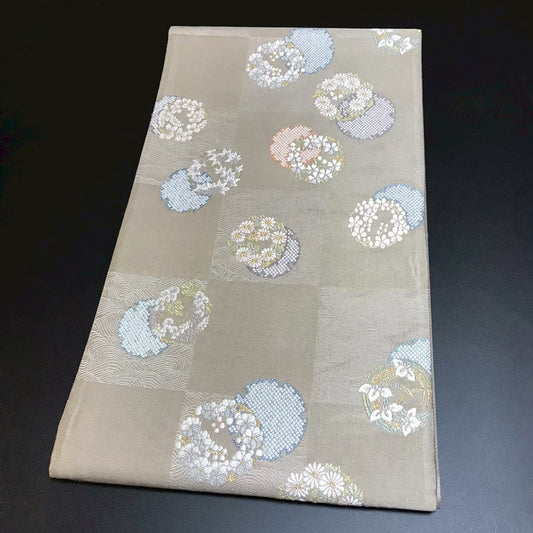 8137# Japanese Vintage Fukuro Obi Belt Kimono Fabric Silk Traditional