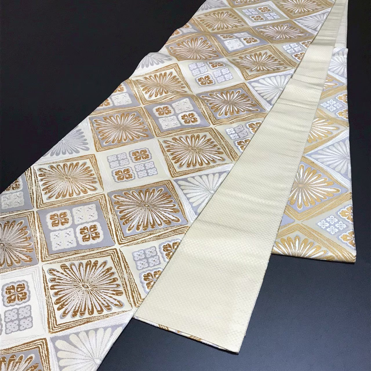 8139# Japanese Vintage Fukuro Obi Belt Kimono Fabric Silk Traditional