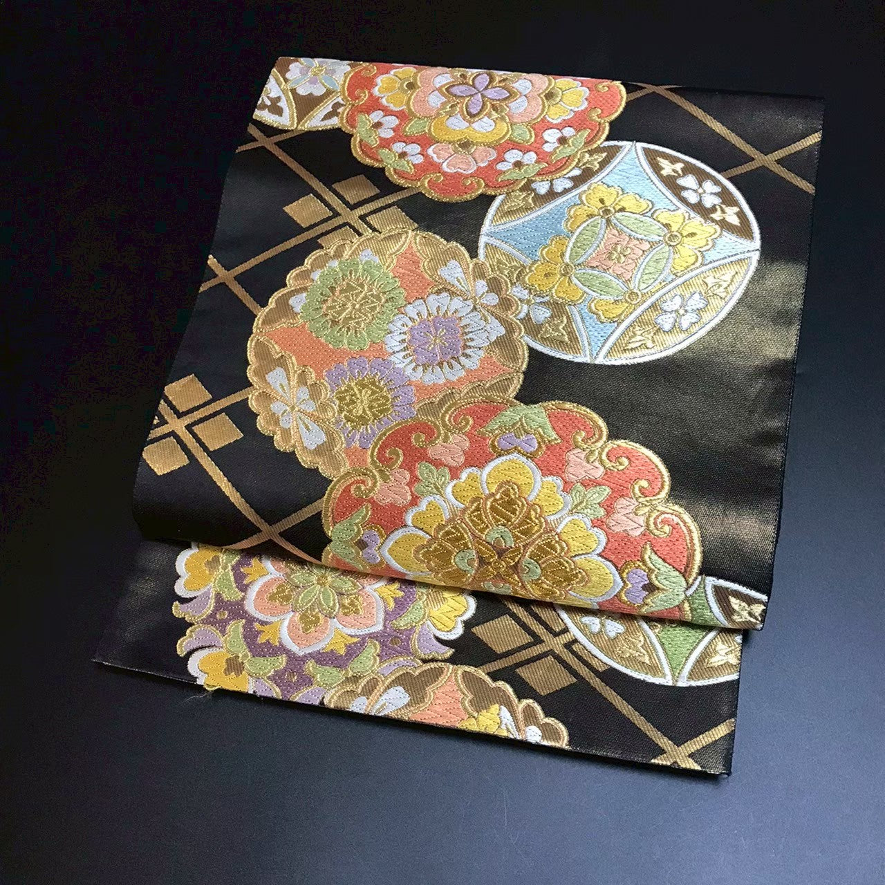 8161# Japanese Vintage Fukuro Obi Belt Kimono Fabric Silk Traditional