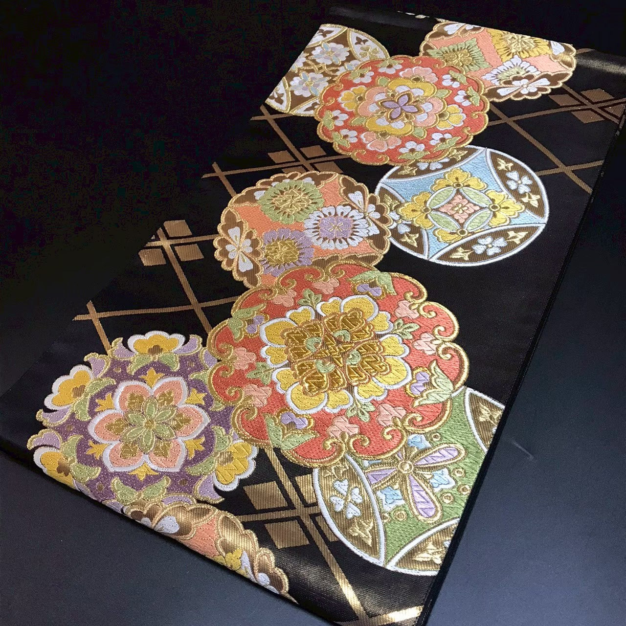 8161# Japanese Vintage Fukuro Obi Belt Kimono Fabric Silk Traditional