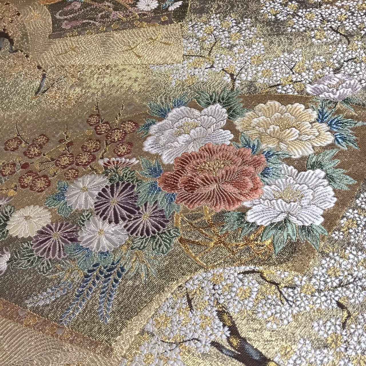 8162# Japanese Vintage Fukuro Obi Belt Kimono Fabric Silk Traditional