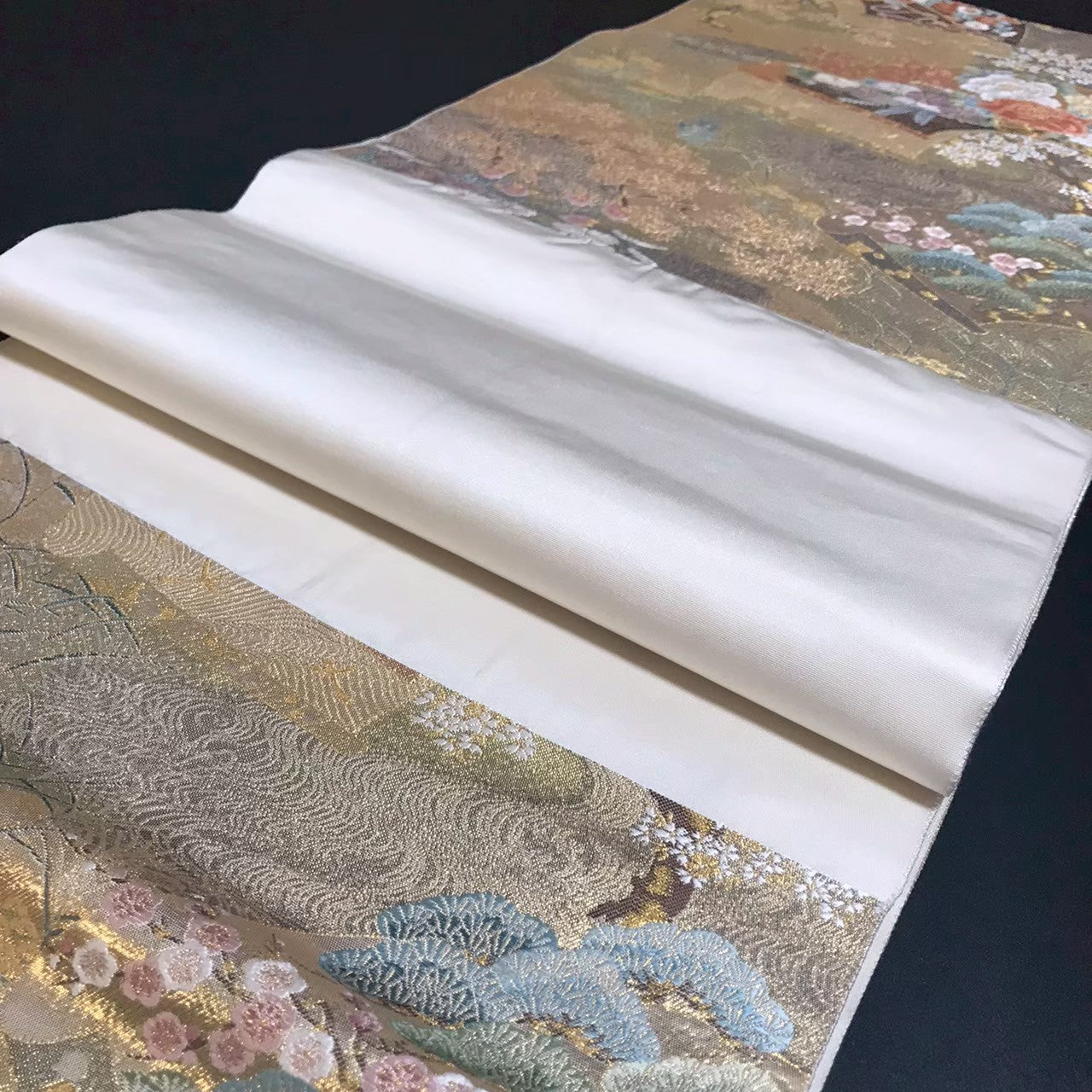 8162# Japanese Vintage Fukuro Obi Belt Kimono Fabric Silk Traditional
