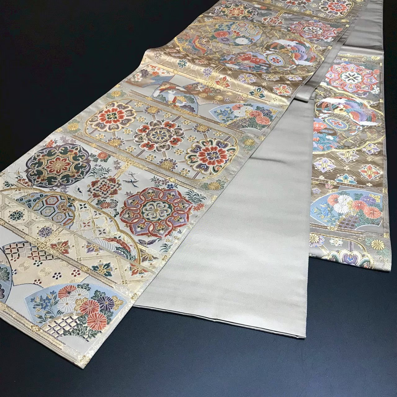 8164# Japanese Vintage Fukuro Obi Belt Kimono Fabric Silk Traditional