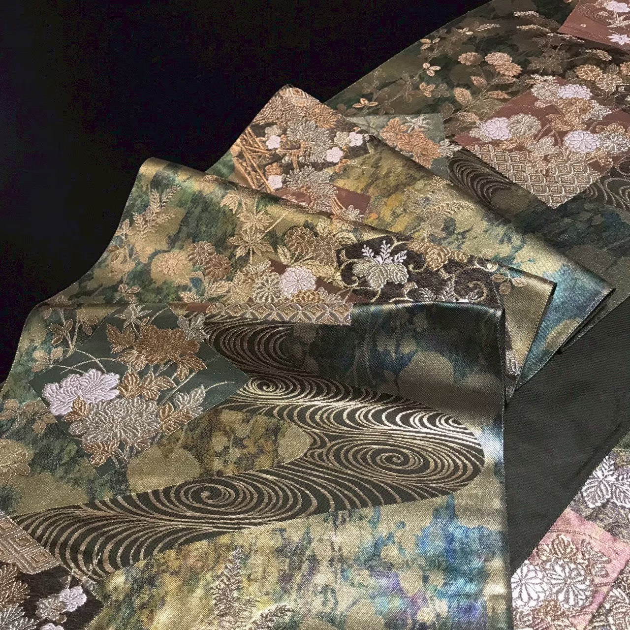 8165# Japanese Vintage Fukuro Obi Belt Kimono Fabric Silk Traditional