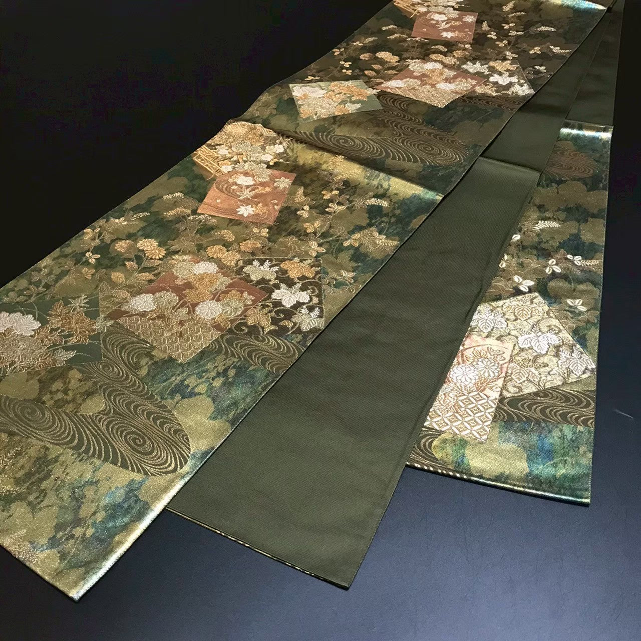 8165# Japanese Vintage Fukuro Obi Belt Kimono Fabric Silk Traditional