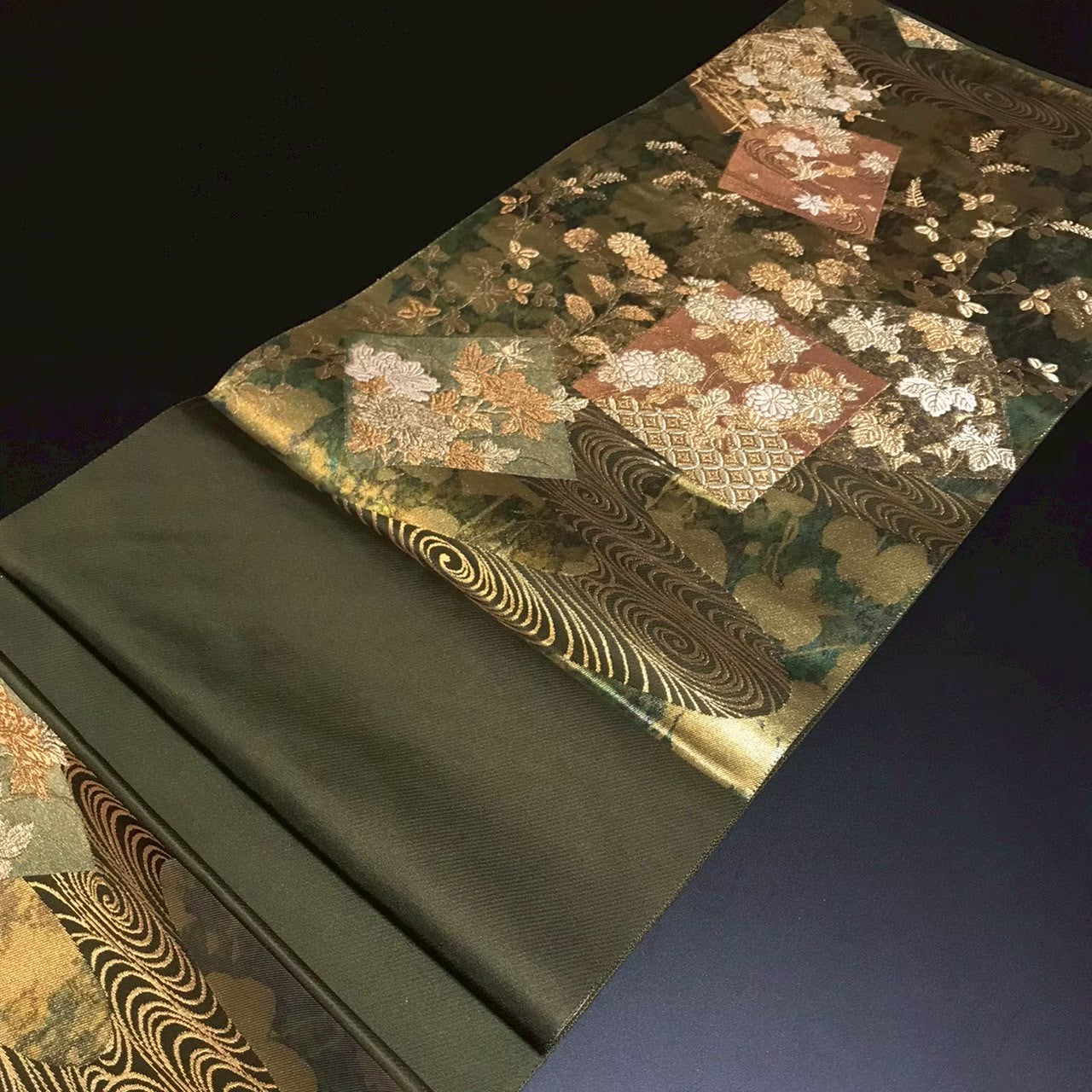 8165# Japanese Vintage Fukuro Obi Belt Kimono Fabric Silk Traditional