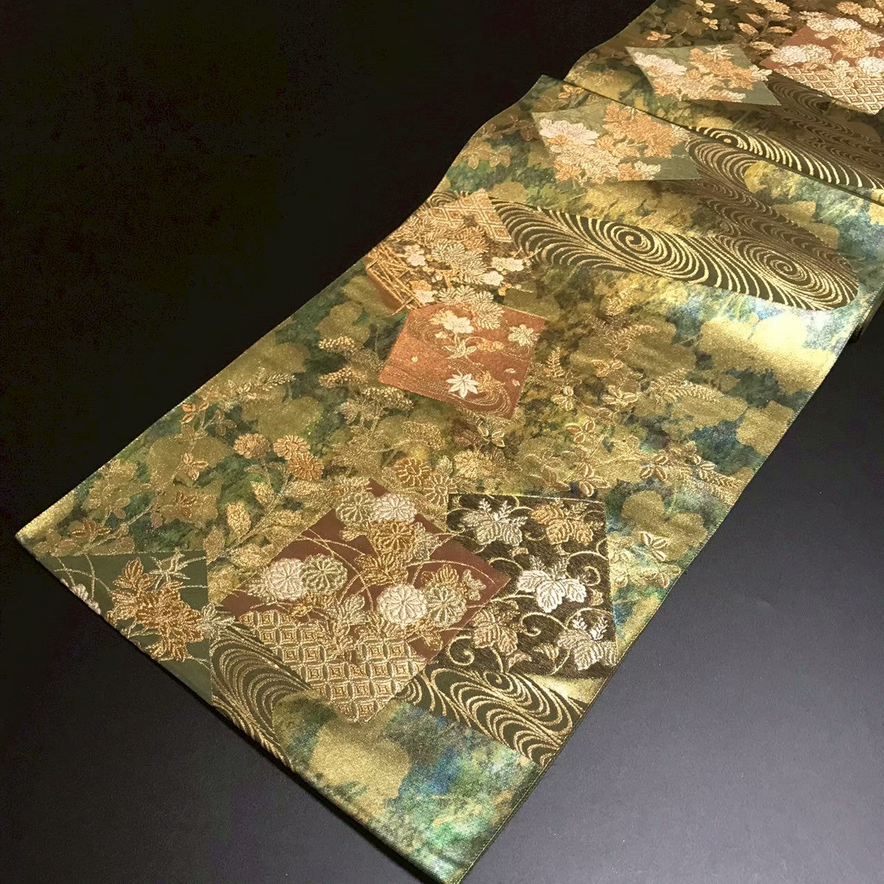 8165# Japanese Vintage Fukuro Obi Belt Kimono Fabric Silk Traditional