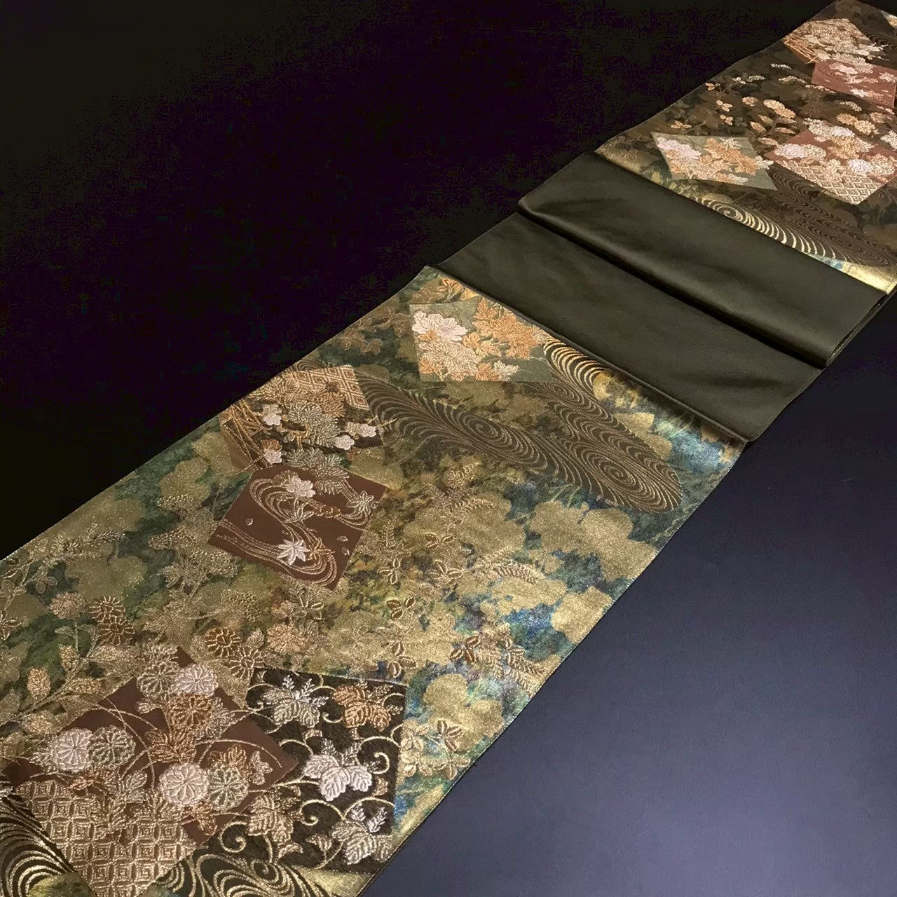 8165# Japanese Vintage Fukuro Obi Belt Kimono Fabric Silk Traditional