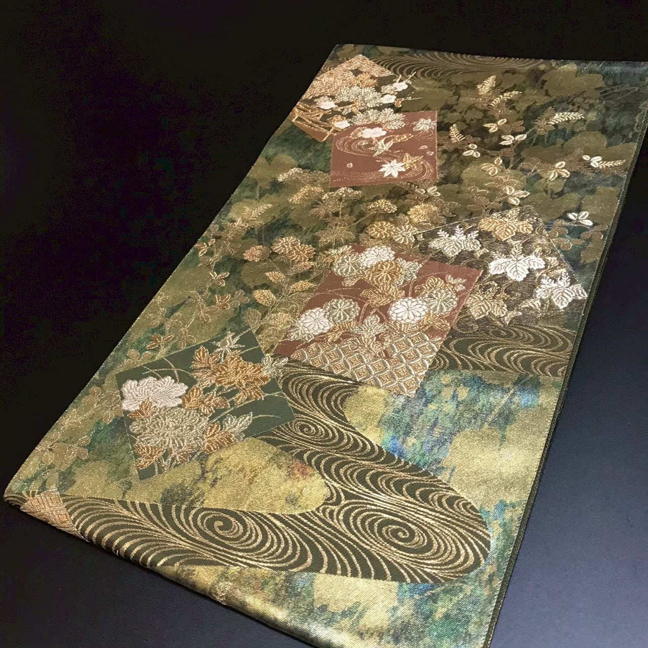 8165# Japanese Vintage Fukuro Obi Belt Kimono Fabric Silk Traditional