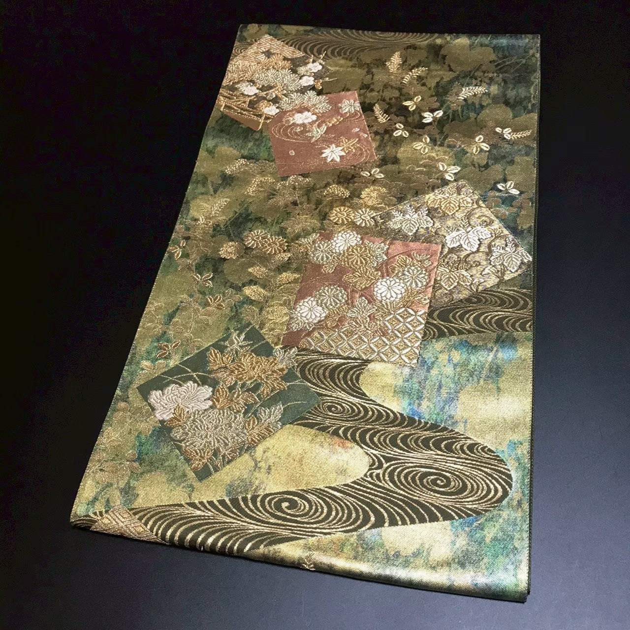 8165# Japanese Vintage Fukuro Obi Belt Kimono Fabric Silk Traditional