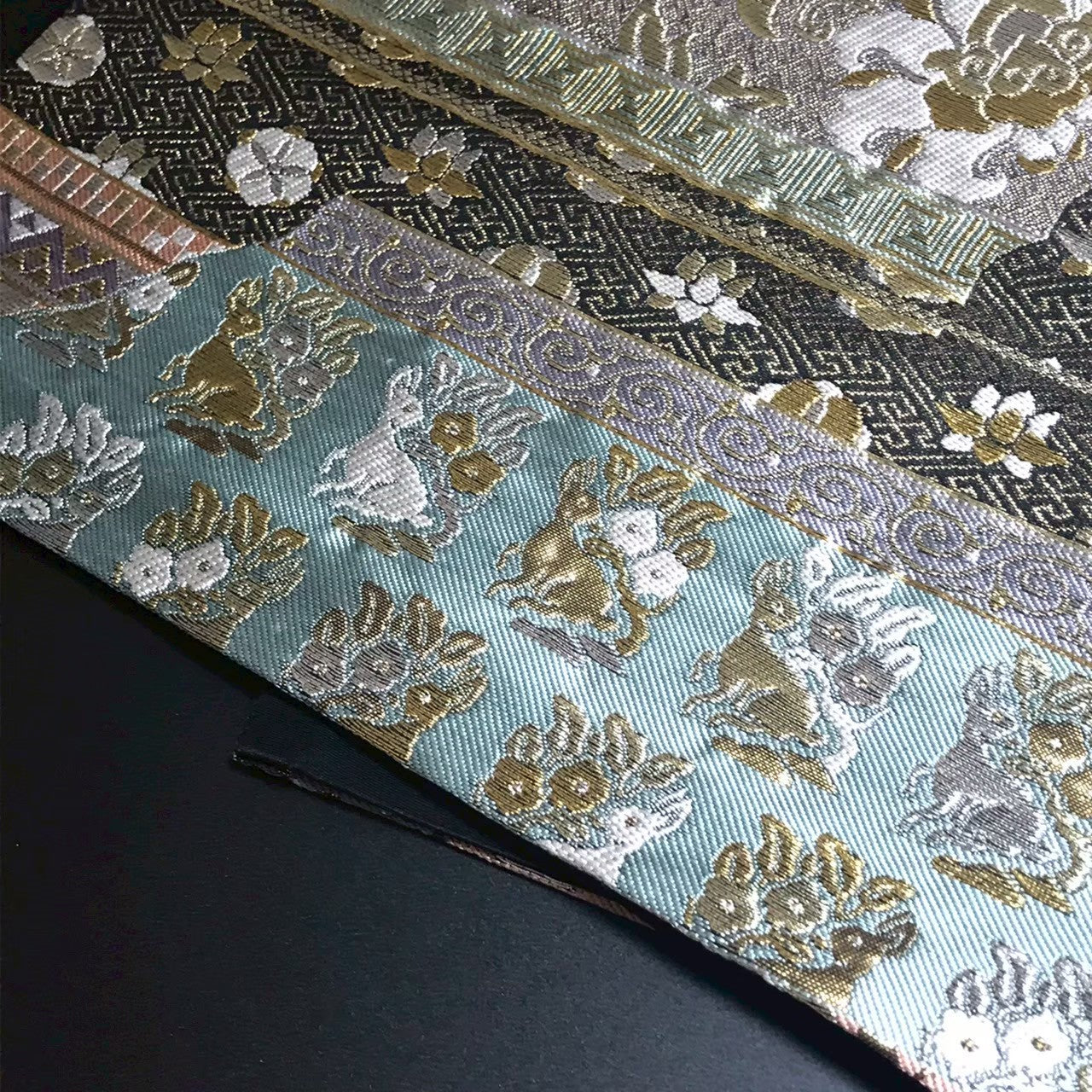 8166# Japanese Vintage Fukuro Obi Belt Kimono Fabric Silk Traditional