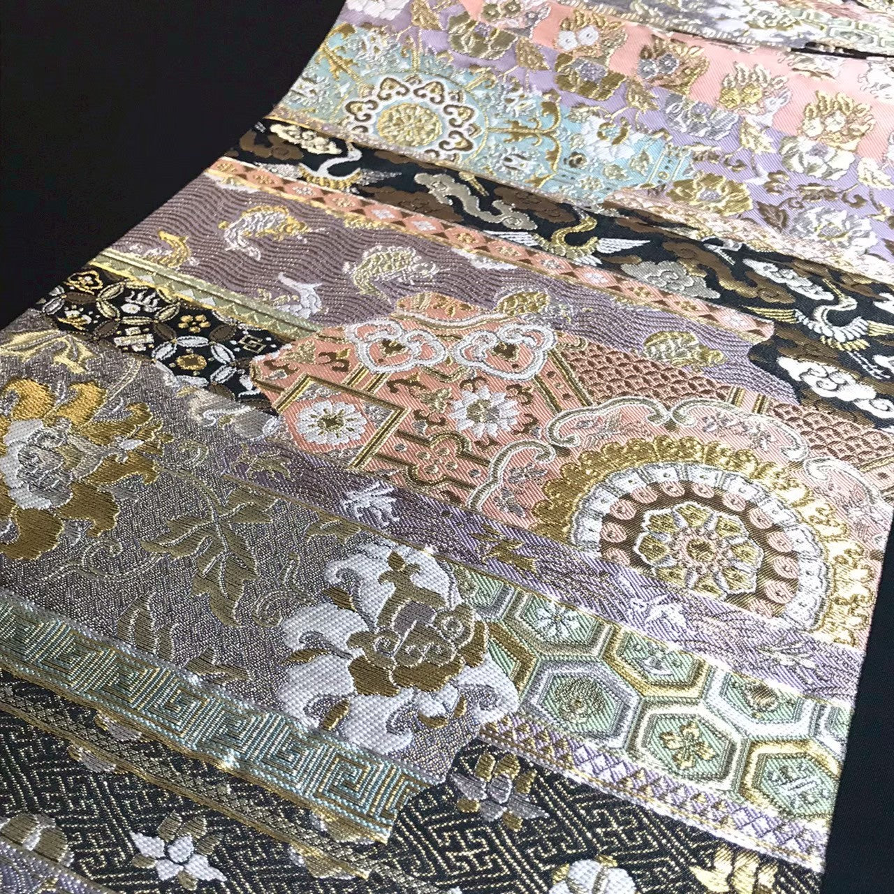 8166# Japanese Vintage Fukuro Obi Belt Kimono Fabric Silk Traditional