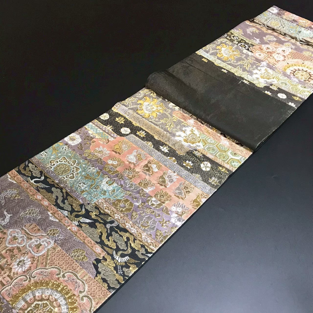 8166# Japanese Vintage Fukuro Obi Belt Kimono Fabric Silk Traditional