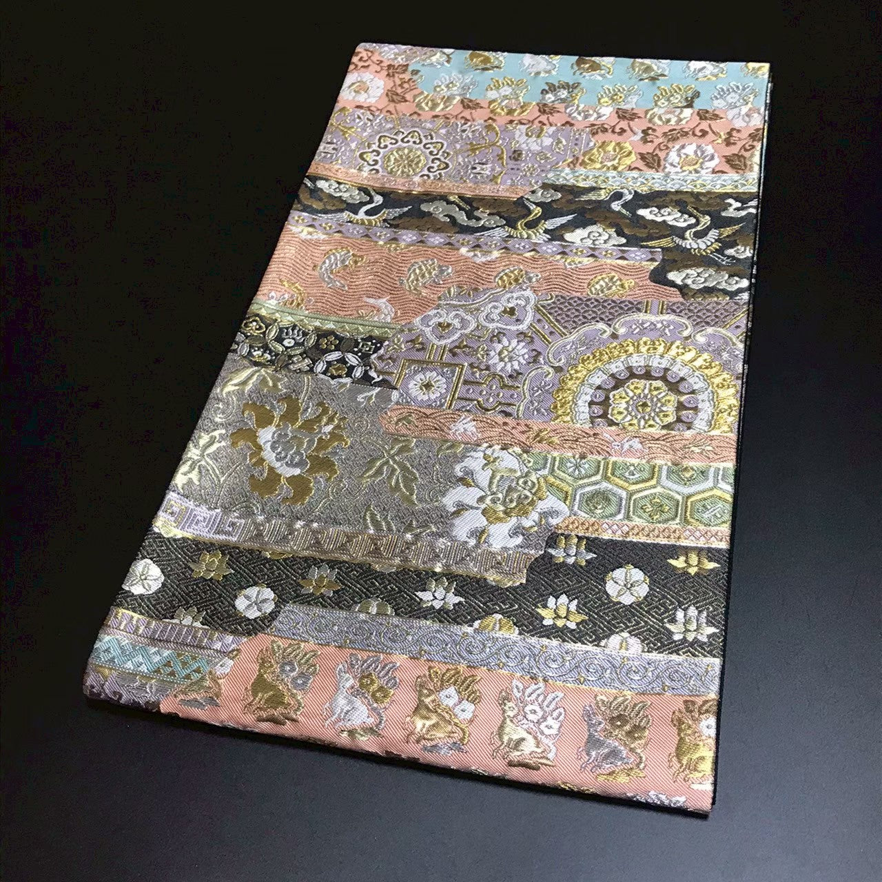 8166# Japanese Vintage Fukuro Obi Belt Kimono Fabric Silk Traditional