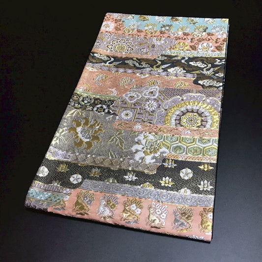 8166# Japanese Vintage Fukuro Obi Belt Kimono Fabric Silk Traditional