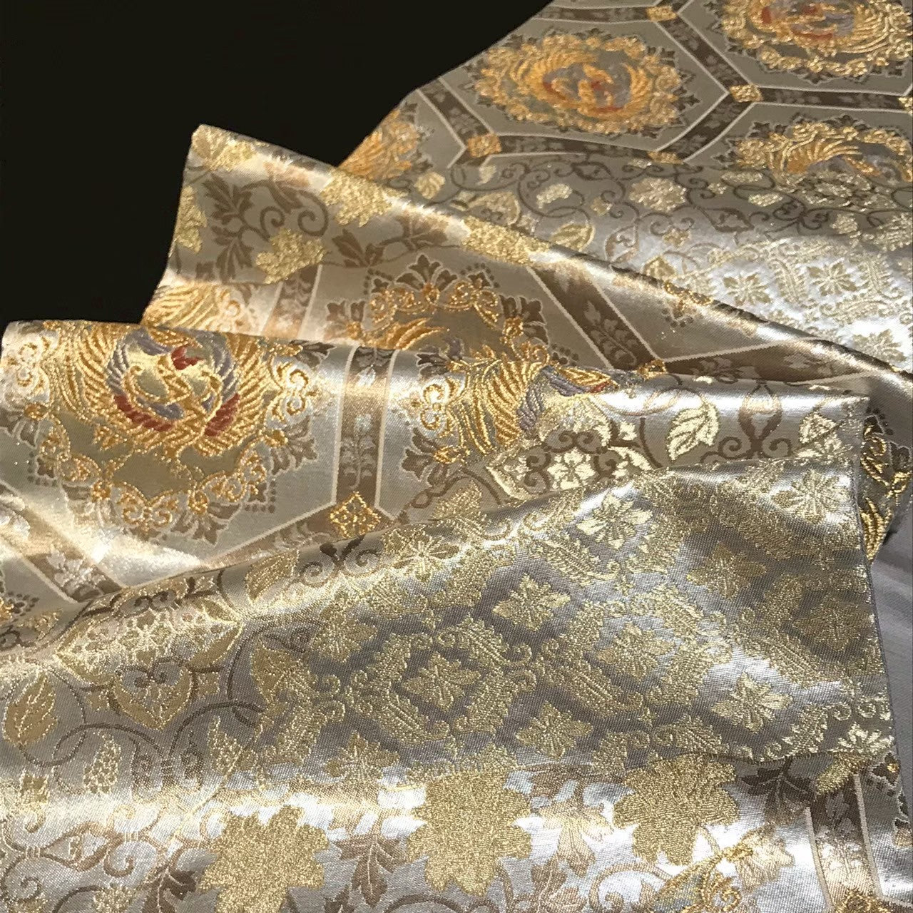 8167# Japanese Vintage Fukuro Obi Belt Kimono Fabric Silk Traditional