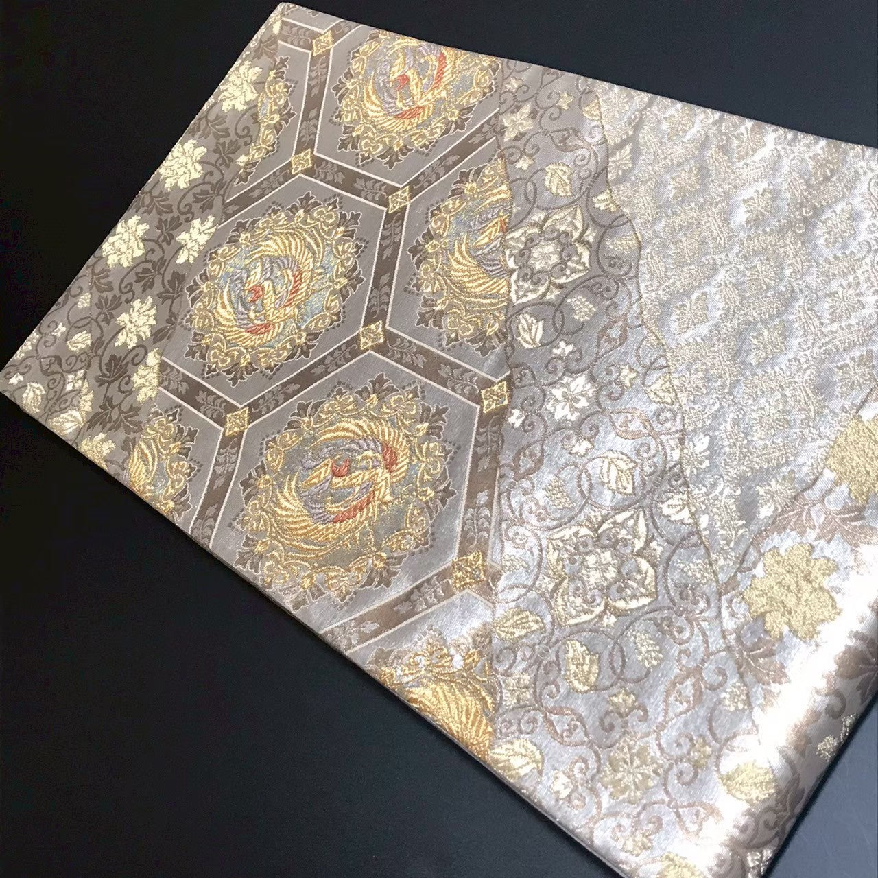 8167# Japanese Vintage Fukuro Obi Belt Kimono Fabric Silk Traditional